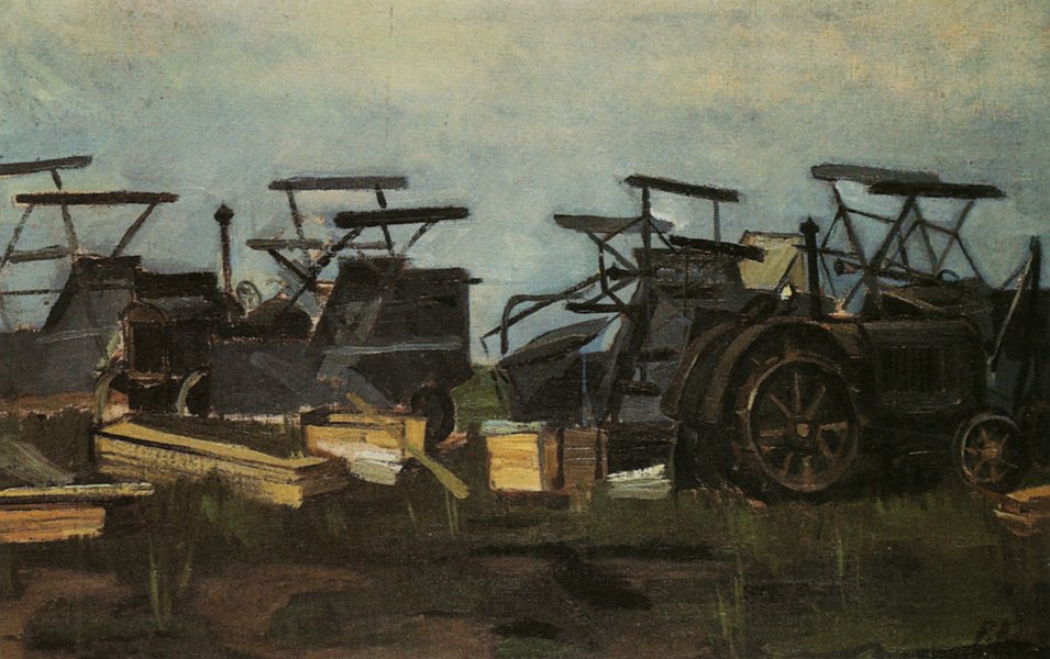 Tractor and combines 1935 oil on canvas 53x76